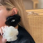گوشواره رز پارچه ای